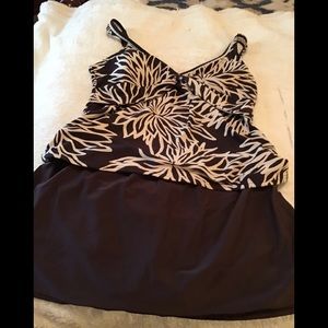 Brown and white two piece.  Size  16.